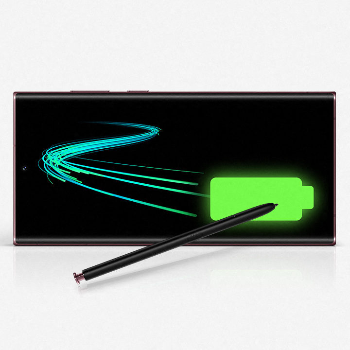 Galaxy S22 Ultra med en batteriikon