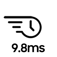 Time symbol with 9.8ms text