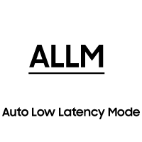 ALLM-symbol och ALLM Auto Low Latency Mode-text