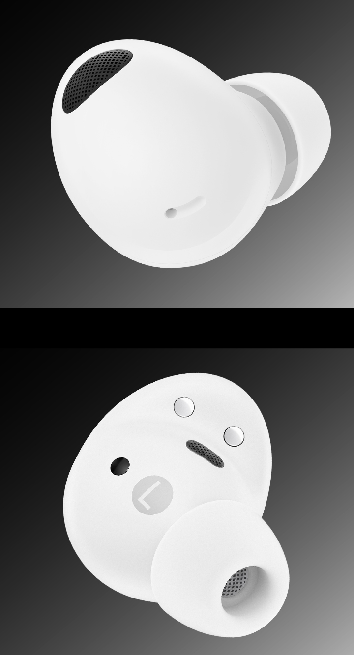 Produktbild av två vita Samsung Galaxy Buds2 Pro