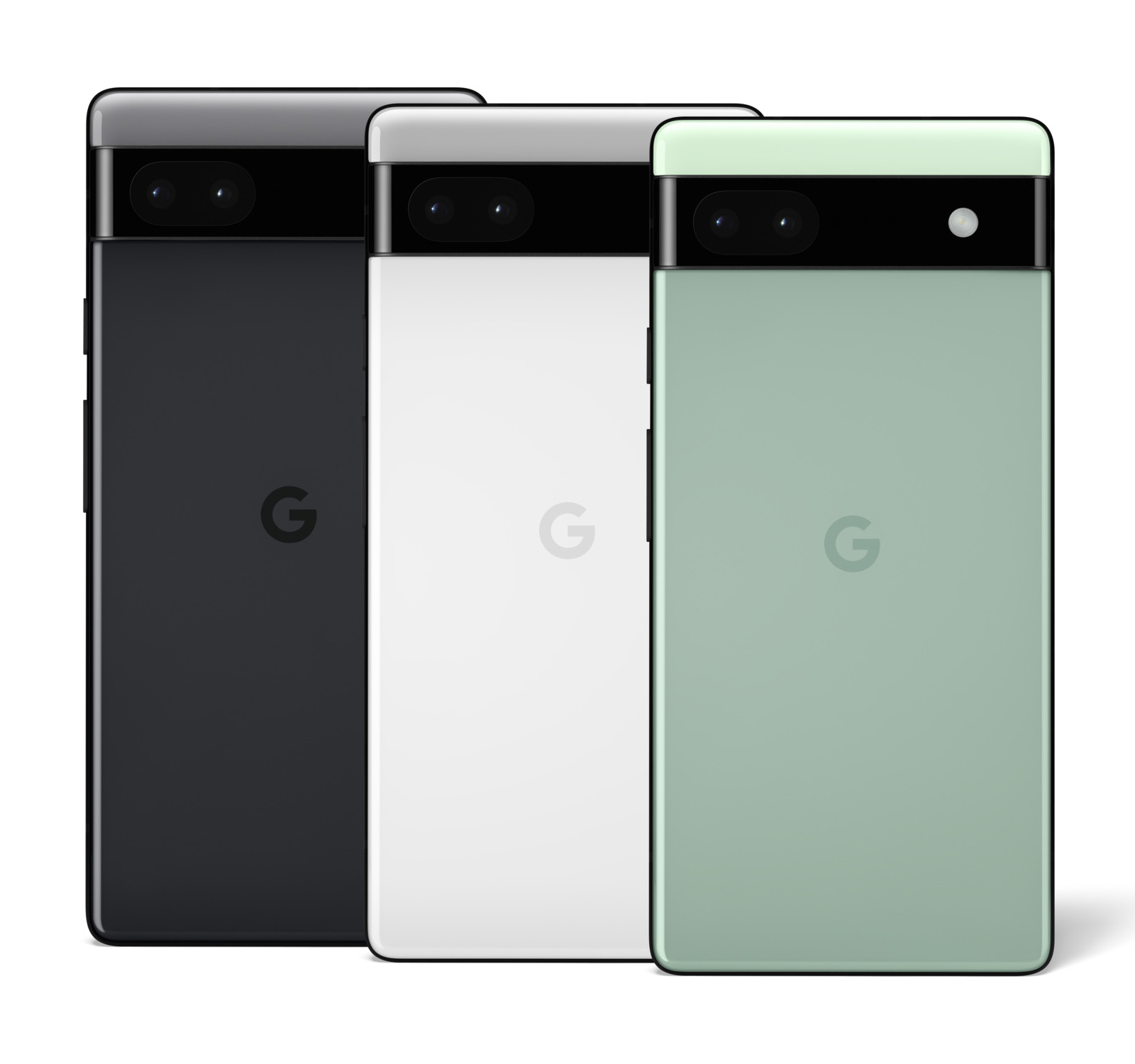 Pixel 6a i tre färger