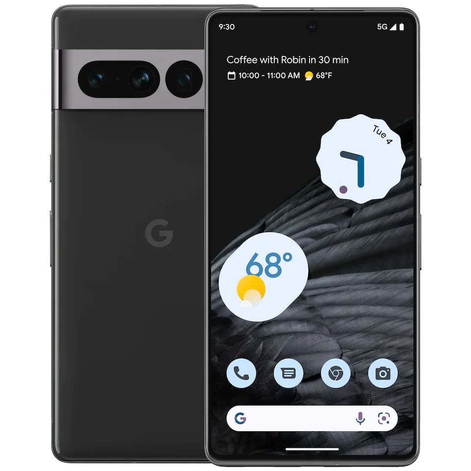 google-pixel-7-pro-produktbild tagen framifrån och bakifrån