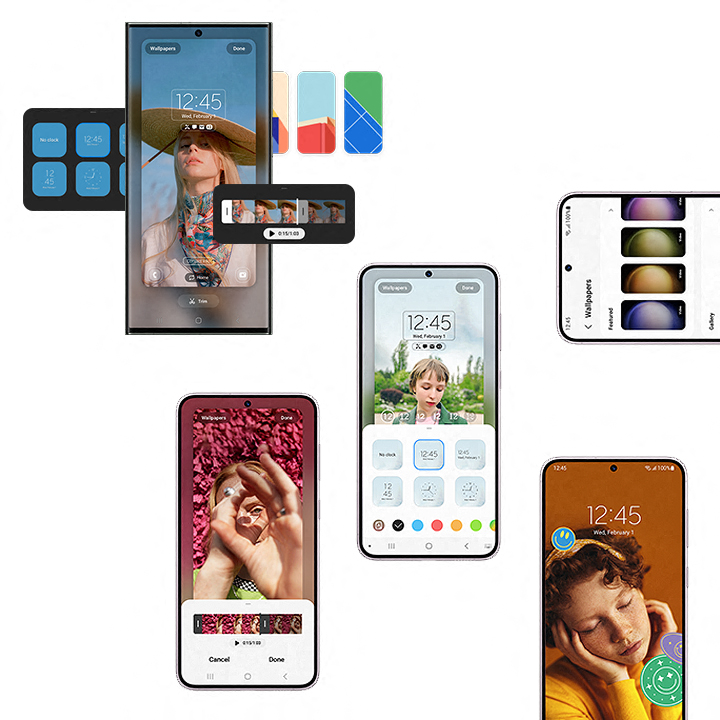 Telefoner från S23-serien med olika teman och utseende på låsskärmen