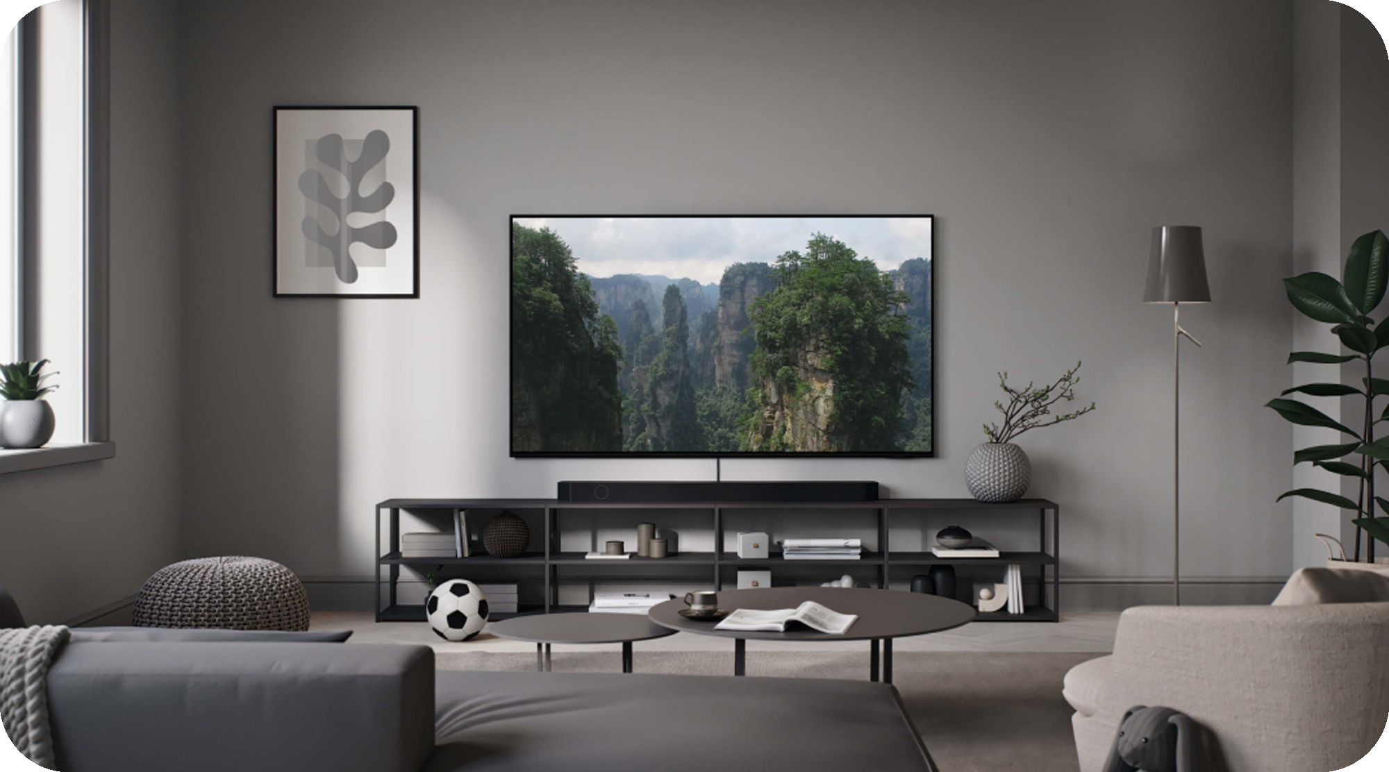 Samsung TV equipped with QLED Quality in a living room