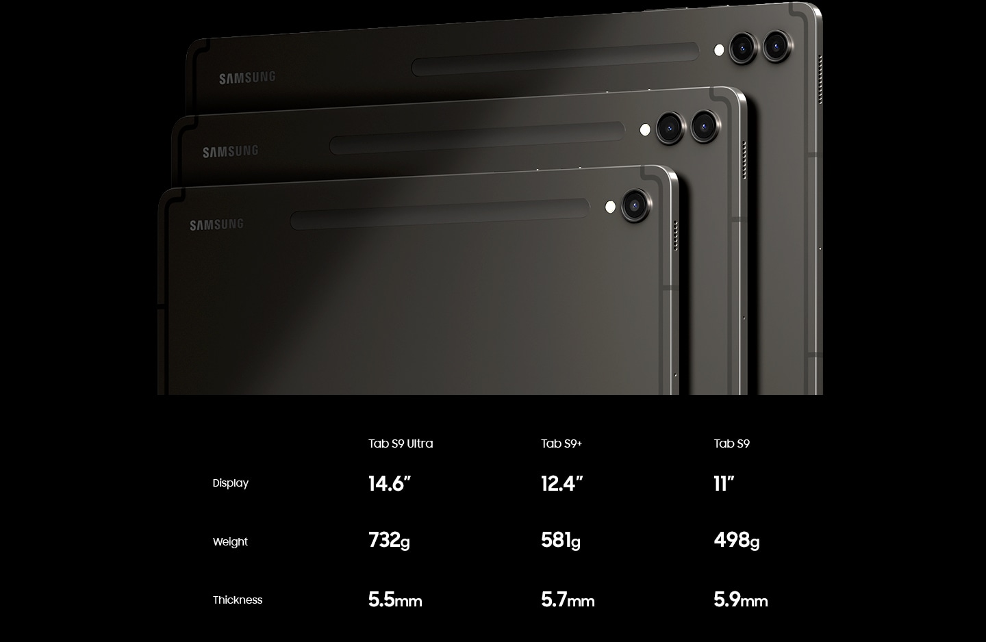 Galaxy Tab S9-serien i tre storlekar