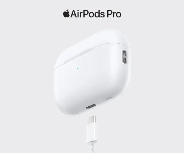 AirPods Pro (andra generationen): Ladda MagSafe-laddningsetuiet4 med en usb‑c-kontakt