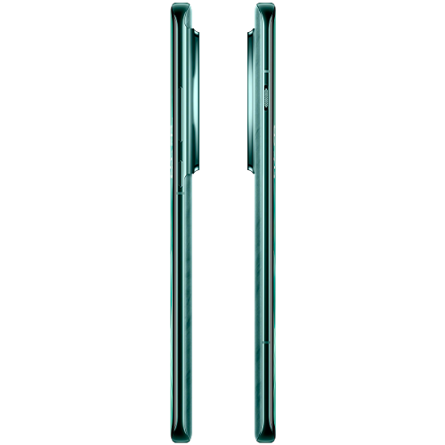 Produktbild av två OnePlus 12 i färgen Emerald