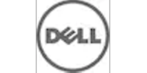 Rund Dell logotyp i svart och vitt.