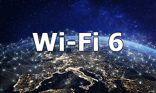 En gaming illustration med en jordglob med en massa lampor och texten Wi-Fi & i vitt.