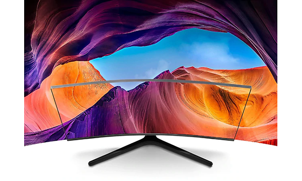 Samsung Curved skärm med en färgstark bild.