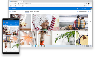 Microsoft 365 office mobil - på smartphone och pc skärm.