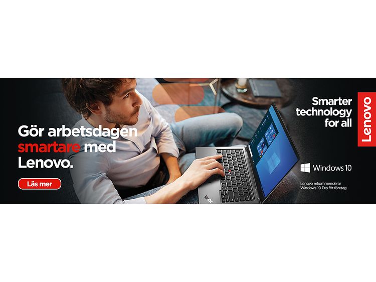 Lenovo banner med svensk kampanjtext och engelsk text "Smarter Technology for all"