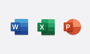 Ikoner av Microsoft Word, Excel och PowerPoint