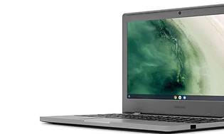 Silver Chromebook från Samsung med Chrome OS