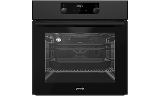 Svart integrerad värmeluftsugn från Gorenje BOP8737B.