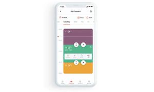 Mobilskärm som visar Mills app med förprogrammerat veckoprogram.