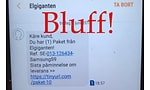 Exempel på bluff-sms med texten "Bluff" i rött. 