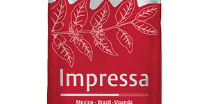 Jura Impressa kaffebönor i röd förpackning.