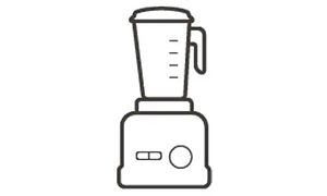 Konturerna av en blender med svart penna på vit bakgrund. 