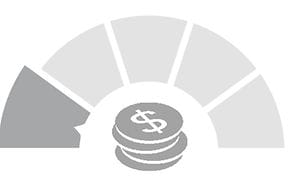 Illustration som visar pris nivå 1, med pengar i mitten och en halvcirkel med tårtbitar runt.