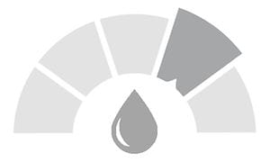 Illustration som visar vattentålighet nivå 4, med en vattendroppe i mitten och en halvcirkel med tårtbitar runt.