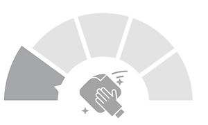 Illustration som visar underhåll nivå 1, med en hand som håller en disktrasa i mitten och en halvcirkel med tårtbitar runt.