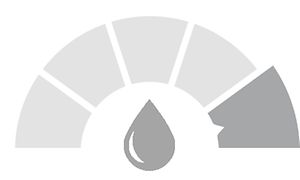 Illustration som visar vattentålighet nivå 5, med en vattendroppe i mitten och en halvcirkel med tårtbitar runt.