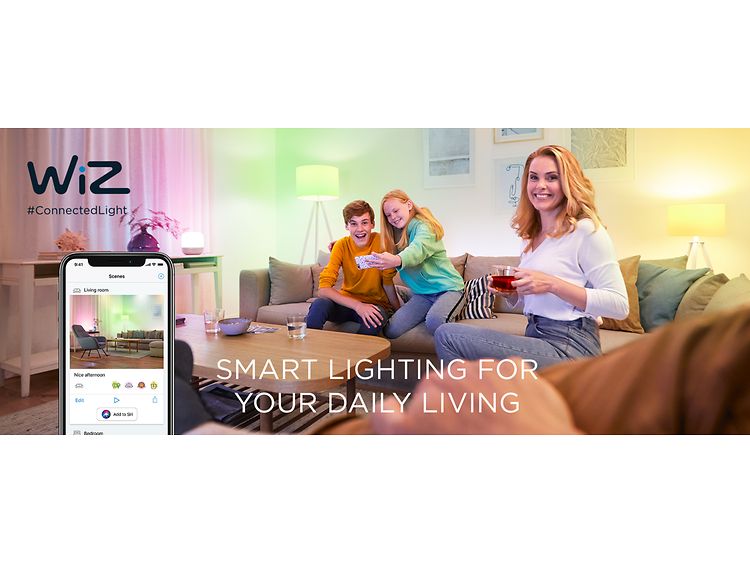 Wiz connected  banner med texten "smart lightning for your daily living".