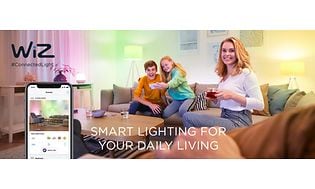 Wiz connected  banner med texten "smart lightning for your daily living".