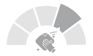 Illustration som visar underhåll nivå 4, med en hand som håller en disktrasa i mitten och en halvcirkel med tårtbitar runt.
