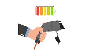 Ilustration av en EV -laddningskabel och ett fulladdat batteri