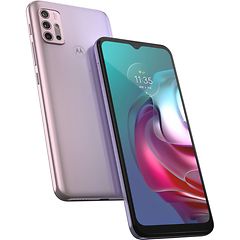 Motorola Moto G30 -telefoner sedd bakifrån och framifrån