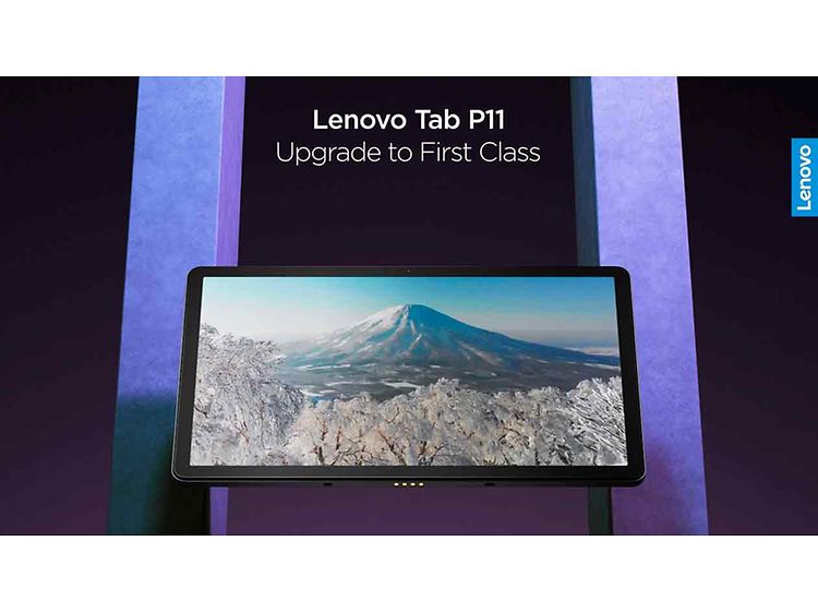 Lenovo Tab P11-surfplatta med berg som bakgrund