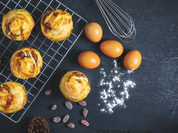 Pastery on a baking plate