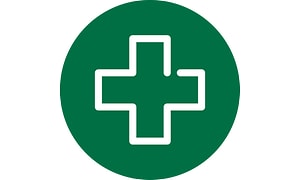 Aid sign on a round and green background