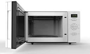 Whirlpool Chef Plus-mikrovågsugn med öppen dörr.