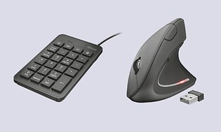 Ergonomisk mus och numpad-tangentbord