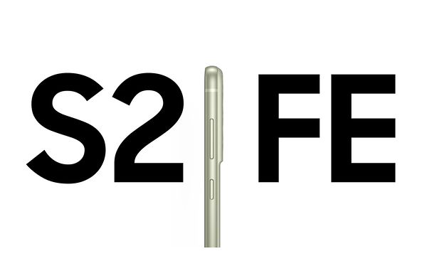 Samsung Galaxy S21 FE written with letters and a phone as the number 1
