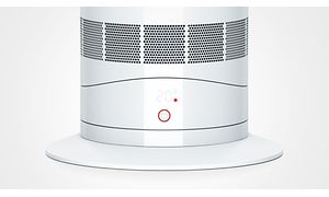 Illustration av Dyson Hot & Cool fläkt och dess panel för inställningar.