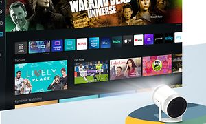 Samsung-Freestyle-Projector showing Smart TV