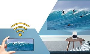 Samsung-Freestyle-Mobil castar surfare på vägg via projektor