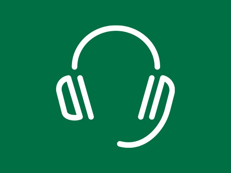 Kontakta Elgiganten: Headset ikon mot grön bakgrund.