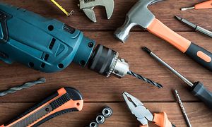 Epoq: Installing your kitchen - Tools against wooden background