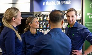 Employees having a conversation