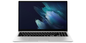 Produktbild av Samsung laptop som är uppslagen så att man ser skärmen.