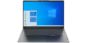 Produktbild av en bärbar dator från Lenovo med öppen och aktiv skärm