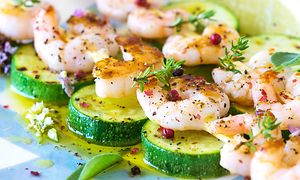Spett med räkor och zucchini