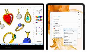 En Galaxy Book2 och en Galaxy Tab S8 bredvid varandra