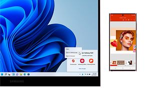 Galaxy Book2 och en Galaxy S22 Ultra bredvid varandra