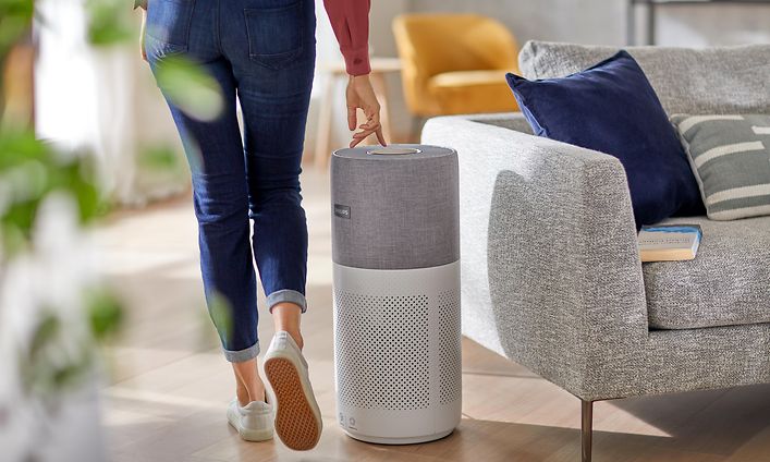 Philips 3000i luftrenare i ett vardagsrum
